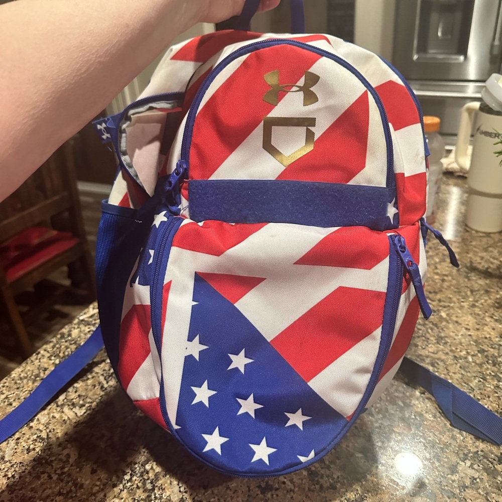 Under Armour Youth Red White Blue Baseball Utility Backpack